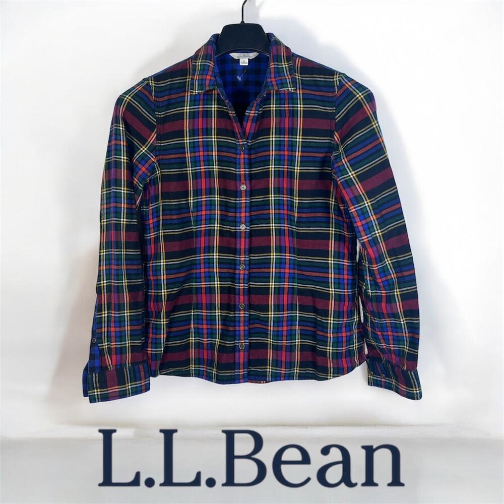 L.L. Bean‎ Signature Reversible Button Flannel Size Womens 6 *SEE DESCRIPTION*